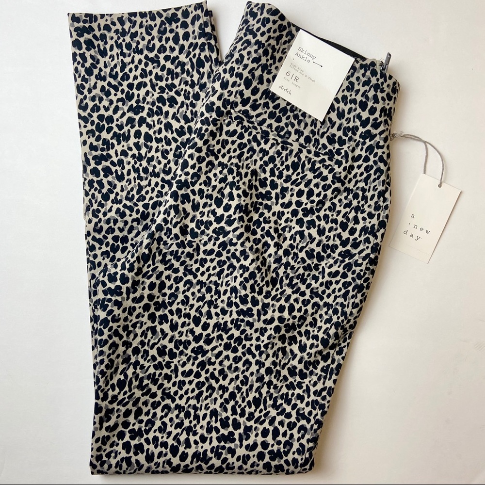 a • new day Leopard Skinny Ankle Pants